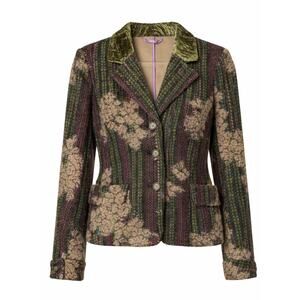 Etro Fall 2004 Runway-Inspired Brocade Blazer Velvet Collar NWT Size 12
